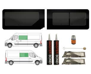 Front Side Sliding and Fixed Window Set Dark Tinted Renault Master   Vauxhall Movano 2010 on LWB