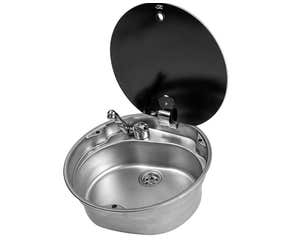 CAN Round Sink With Glass Lid (Tap & Waste Not Included) 407mm Dia.