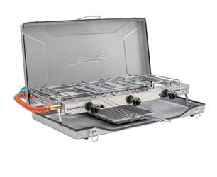 Campingaz Chef Folding Double Burner with Stove and Grill CV Silver