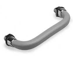 DASH GRAB HANDLE, silver beige (light Grey) grip and chrome end pieces, includes mounting hardware, 1960-1967 sedan and convertible, Wolfsburg West reproduction 