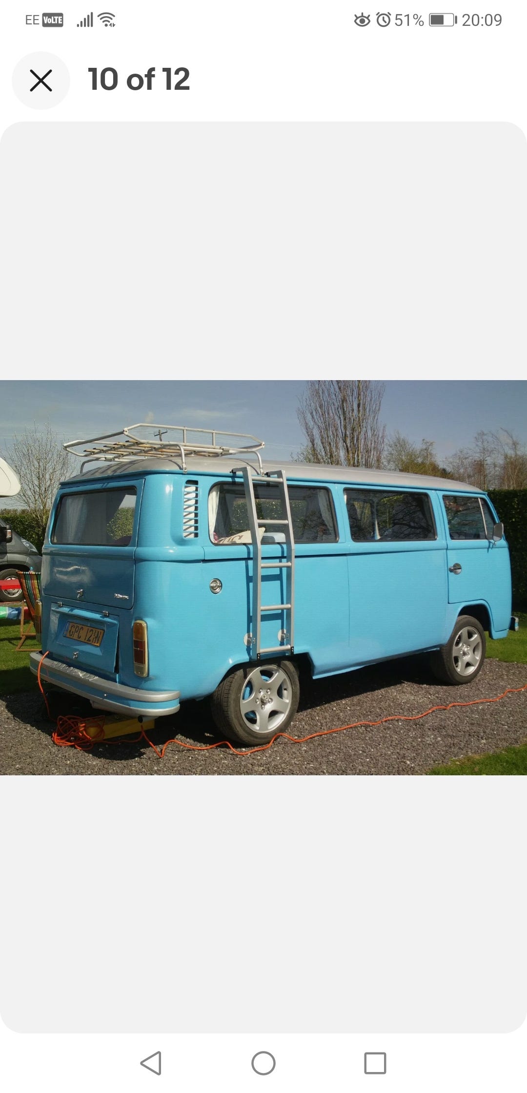 Blue vw bay 1974. Mot/tax ex