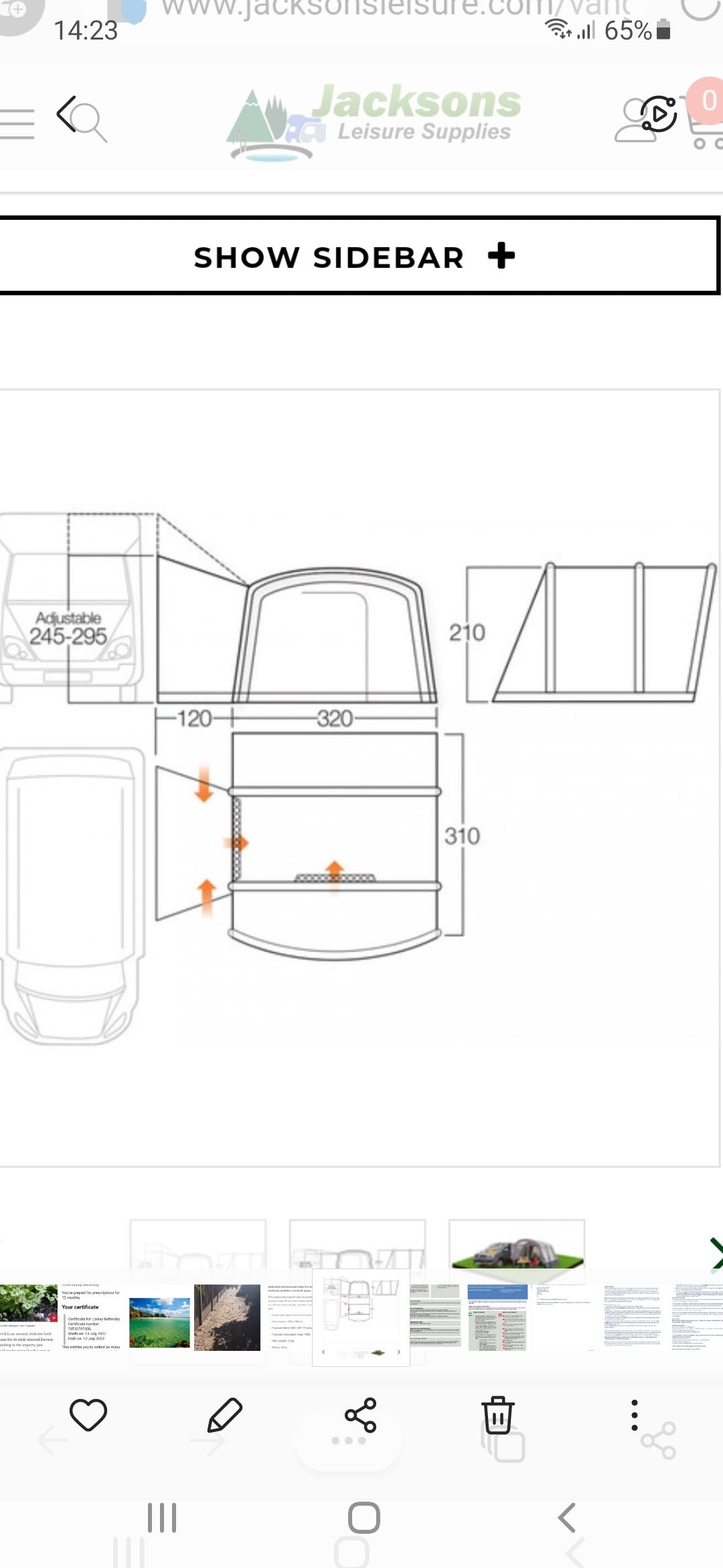 Vango air beam galli II compact low driveaway awning