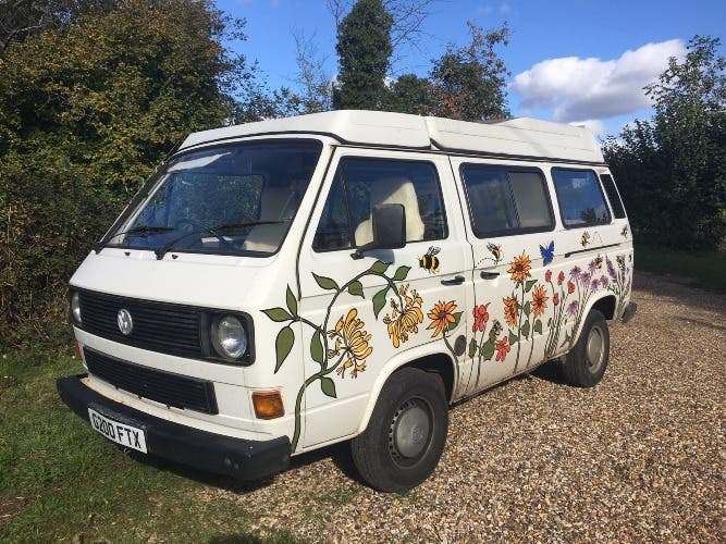 1989 VW T25 for sale with original flower and bee mural