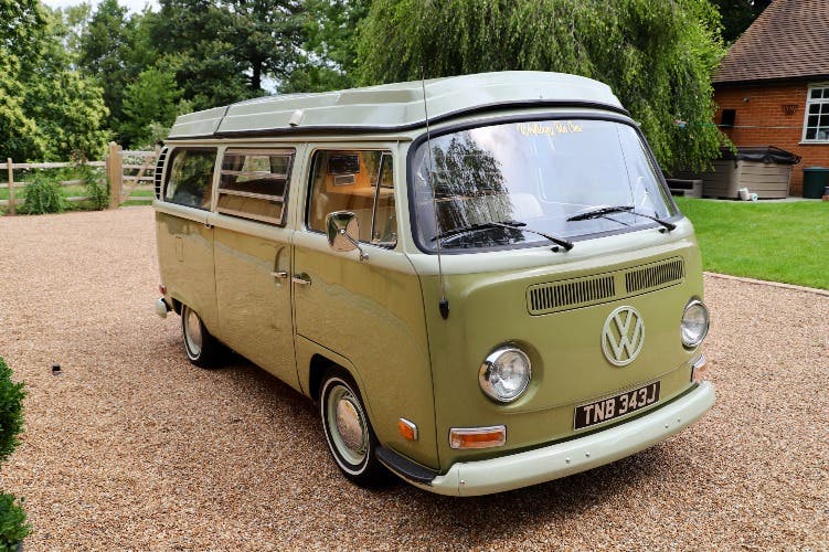 1971 VW T2 Bay Window Camper Van – Fully Restored – Mango Green / Seagull Grey