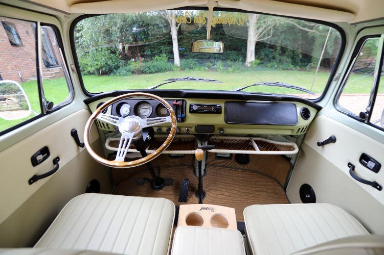 1971 VW T2 Bay Window Camper Van – Fully Restored – Mango Green / Seagull Grey