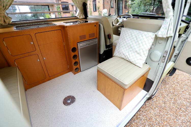 1971 VW T2 Bay Window Camper Van – Fully Restored – Mango Green / Seagull Grey