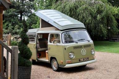 1971 VW T2 Bay Window Camper Van – Fully Restored – Mango Green / Seagull Grey