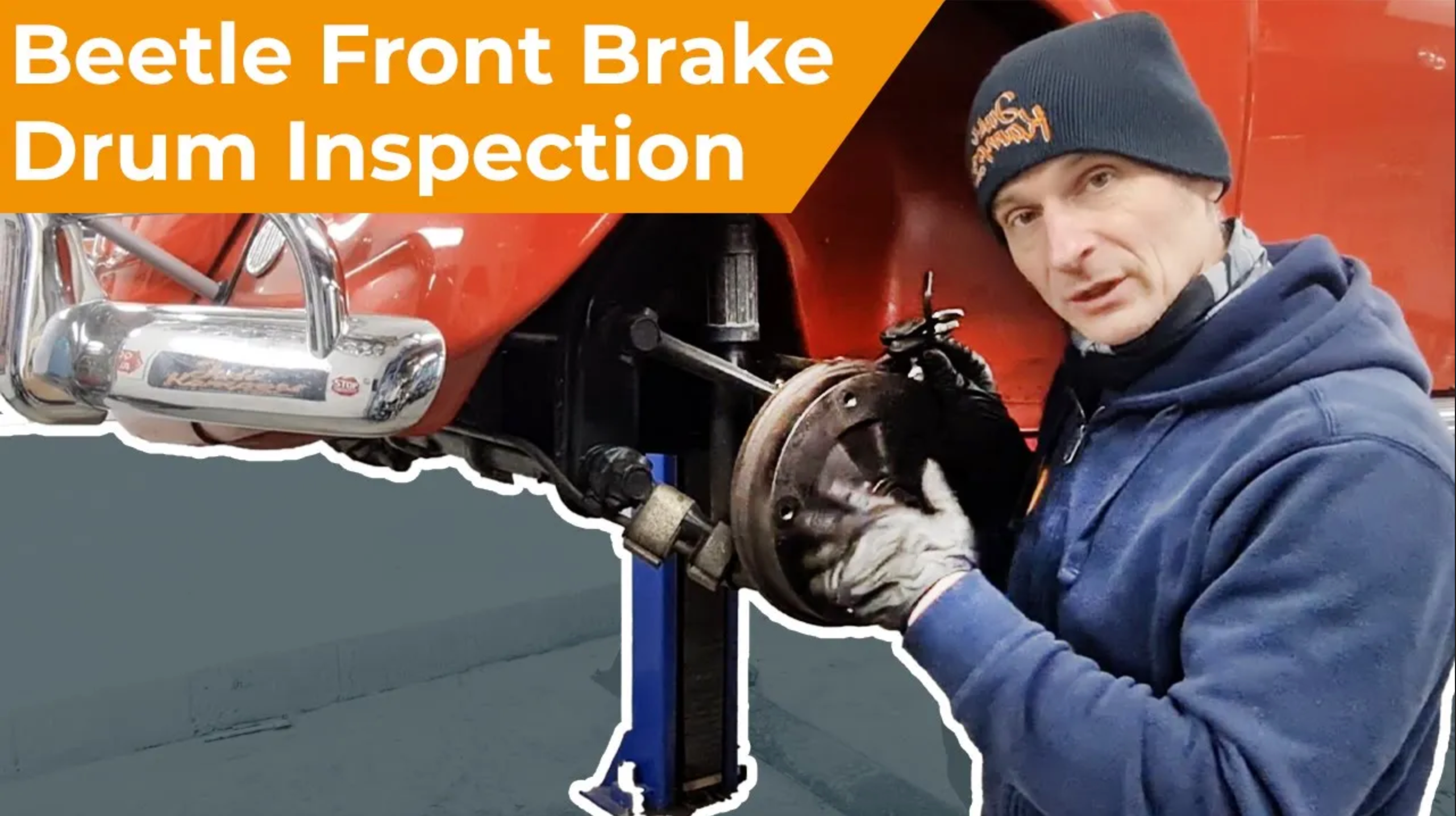 How to inspect the front brake drums on a VW Beetle