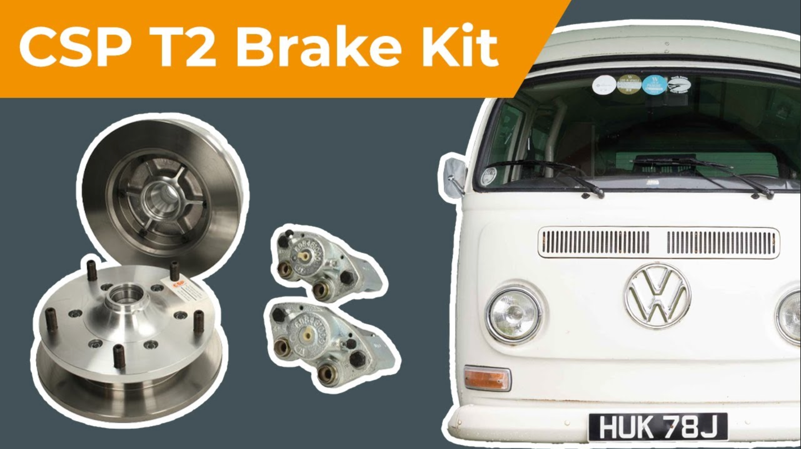 CSP Front Disc Brake Kit VW T2 Split 1964-67 & T2 Bay 1968-70 For 14in/15in Steel Wheels