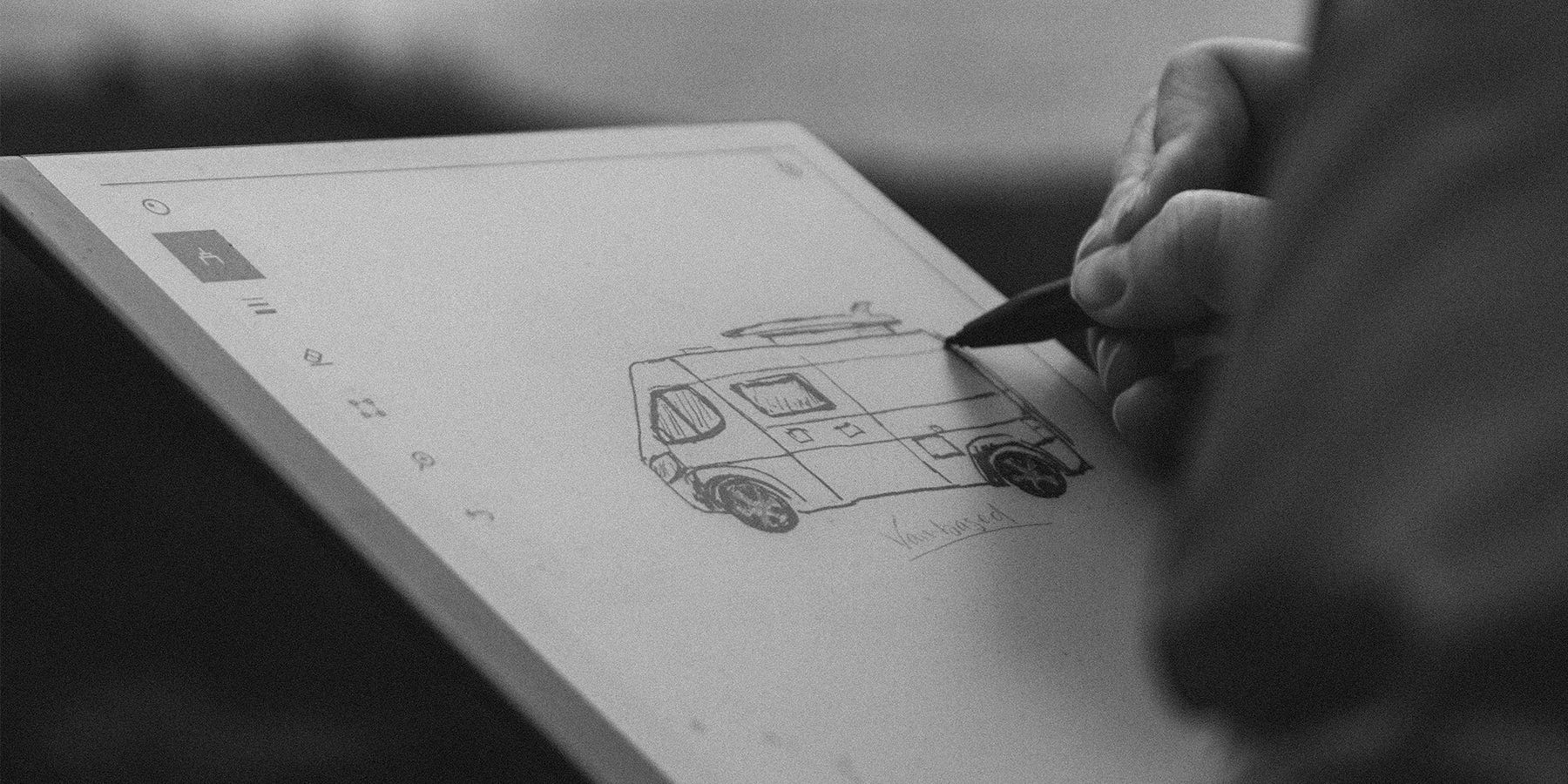 Sketching out the design for a campervan conversion
