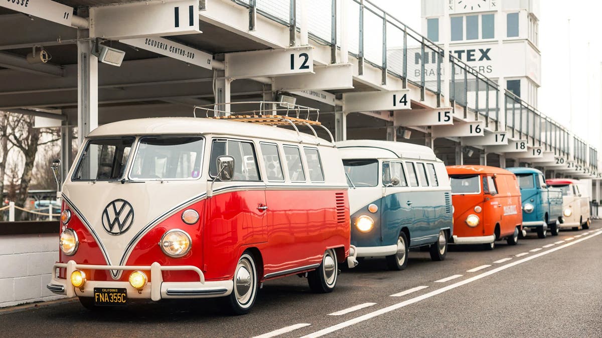 VW T2 Splits parked at the Goodwood Motor Circuit