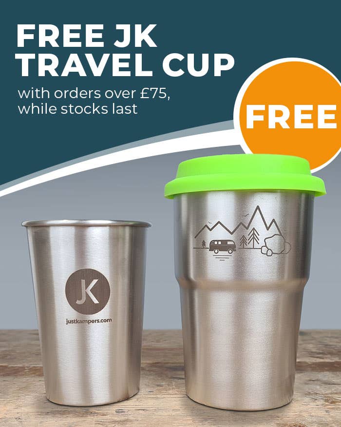 FREE Just Kampers Stainless Steel Travel Mug On Orders Over £75 - Whilst Stocks Last!