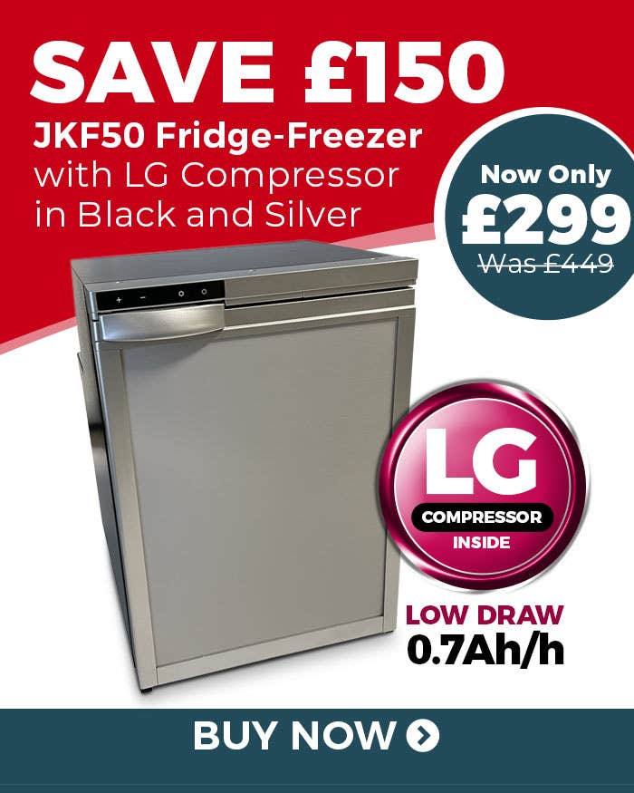 JKF50 12V Fridge Freezer With LG Compressor NOW £299!