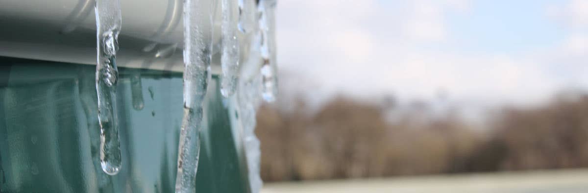 Icicles on the front of Doris, the VW T2 Bay belonging to Shaun and Caz from the JK Team