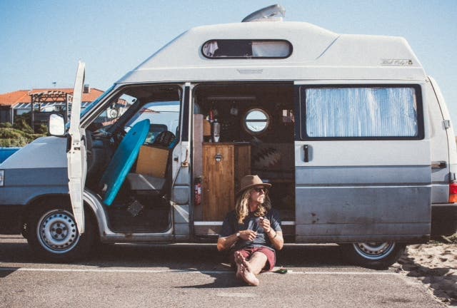 Calum chills on the road...